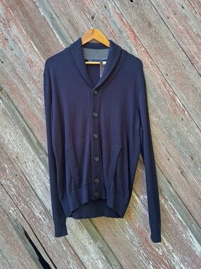 GAP NWT Cotton Cashmere Shawl Collar Cardigan Navy L